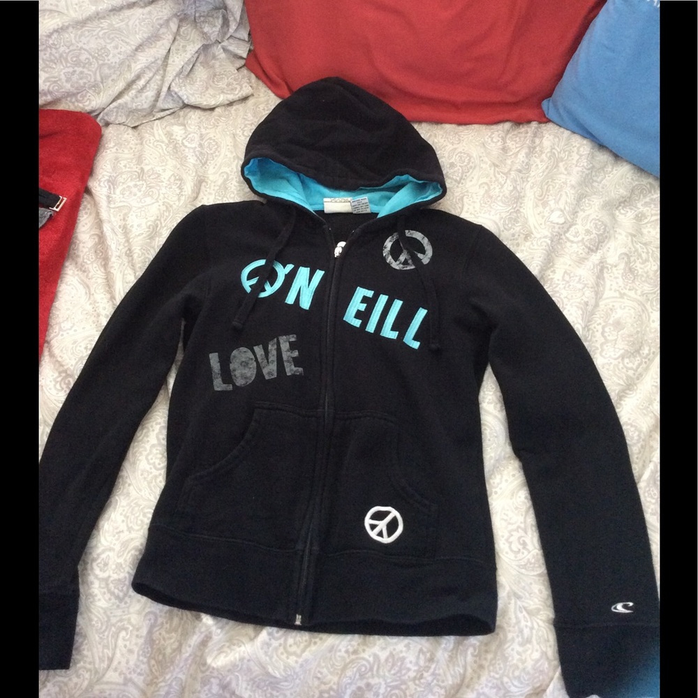 Black and teal/blue zip up hoodie