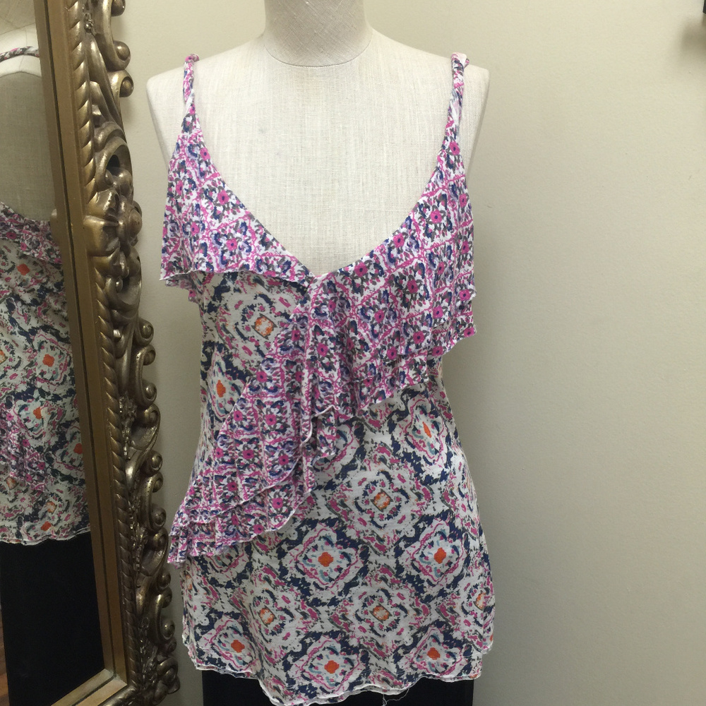 BANANA REPUBLIC top ruffle knit twisted straps M