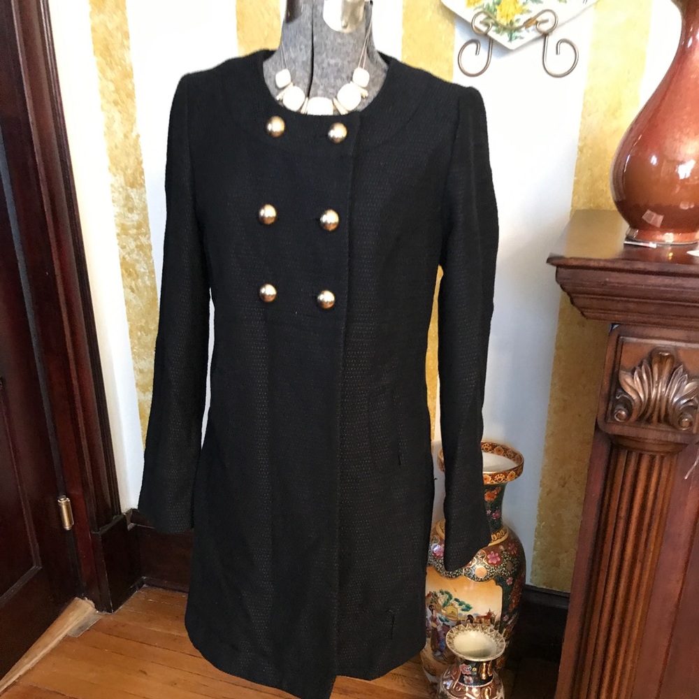 Black pea coat size small with gold buttons.