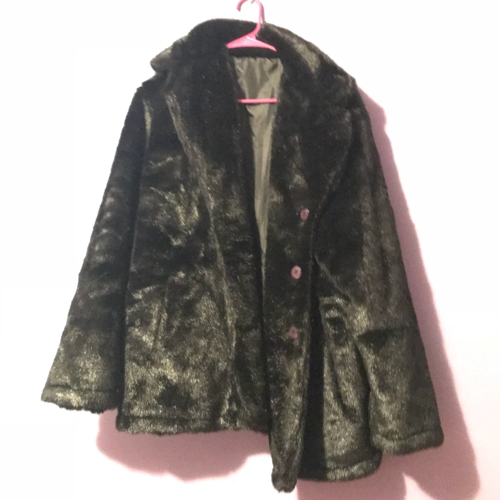 Faux Fur Black Jacket Medium/Large