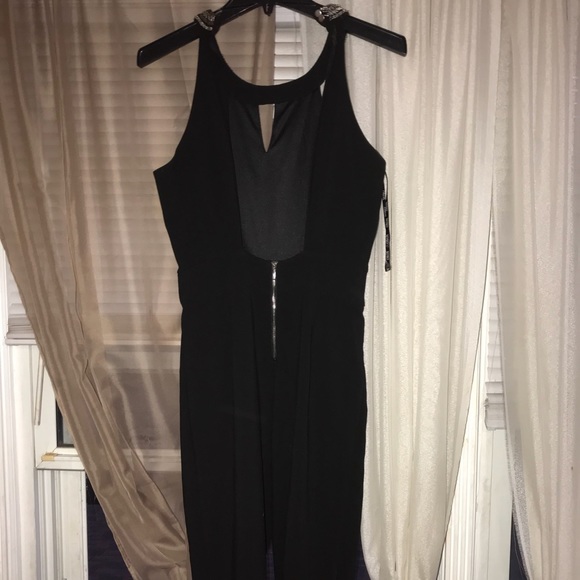 All Black Jumpsuit with Embroidered Collar - Picture 2 of 2