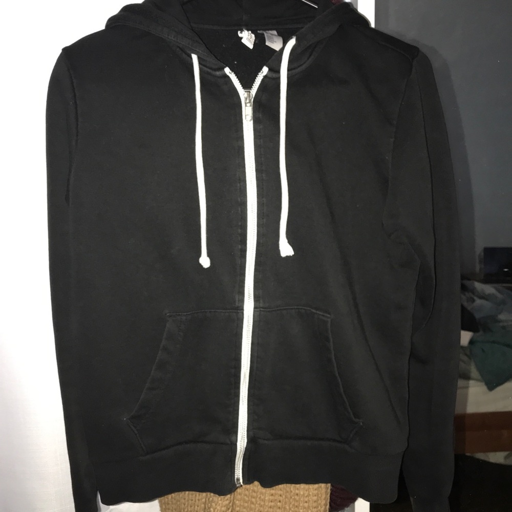 BLACK H&M ZIP UP SWEATER