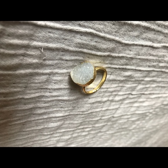 Smoky White Druzy Ring Size 7 - Picture 3 of 5