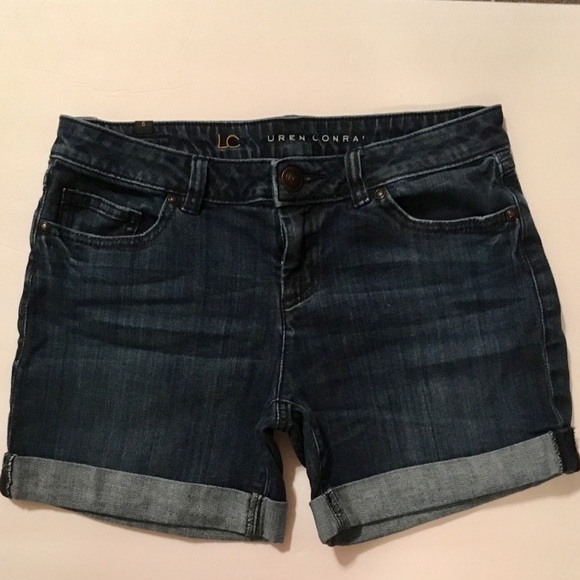 LC Lauren Conrad Pants - Lauren Conrad Dark Rinse Folded Cuff Jean Shorts 6