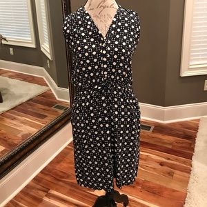 🔵🔵LOFT Blue Black and Cream Tie Dress