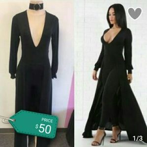 Sexy black one piece with cape