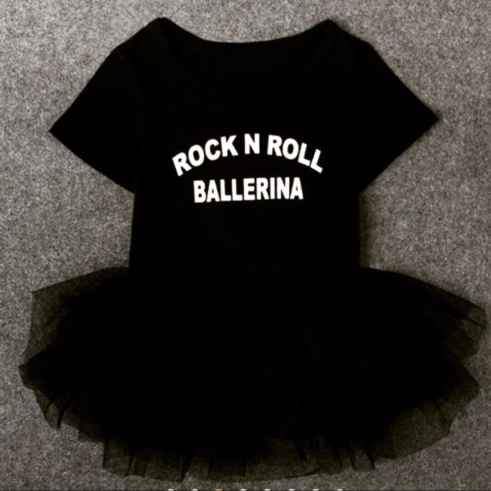 Black rock and roll ballerina onesie