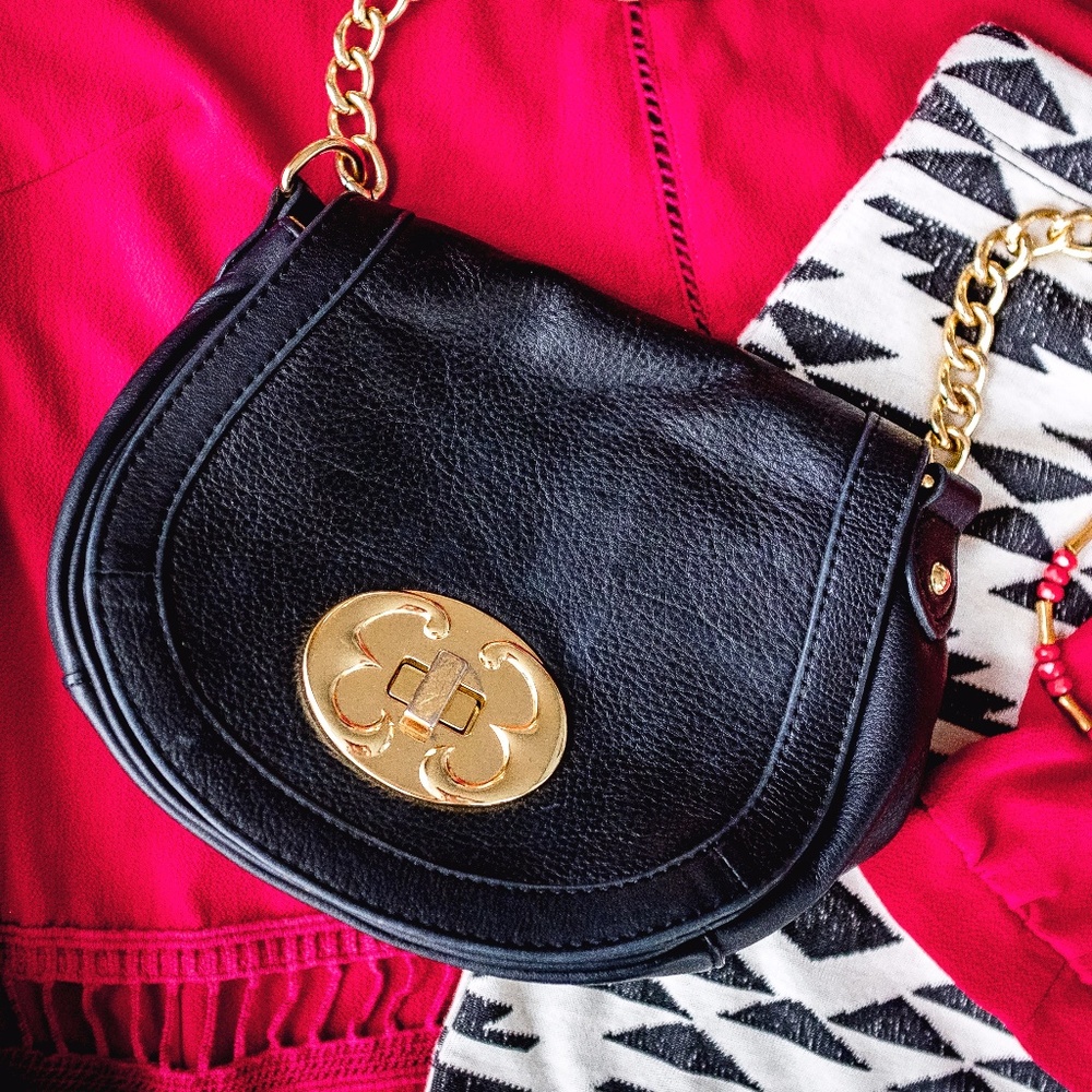 Emma Fox Leather & Gold Crossbody Purse