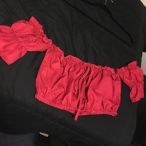 Off-Shoulder Draw String Crop Top