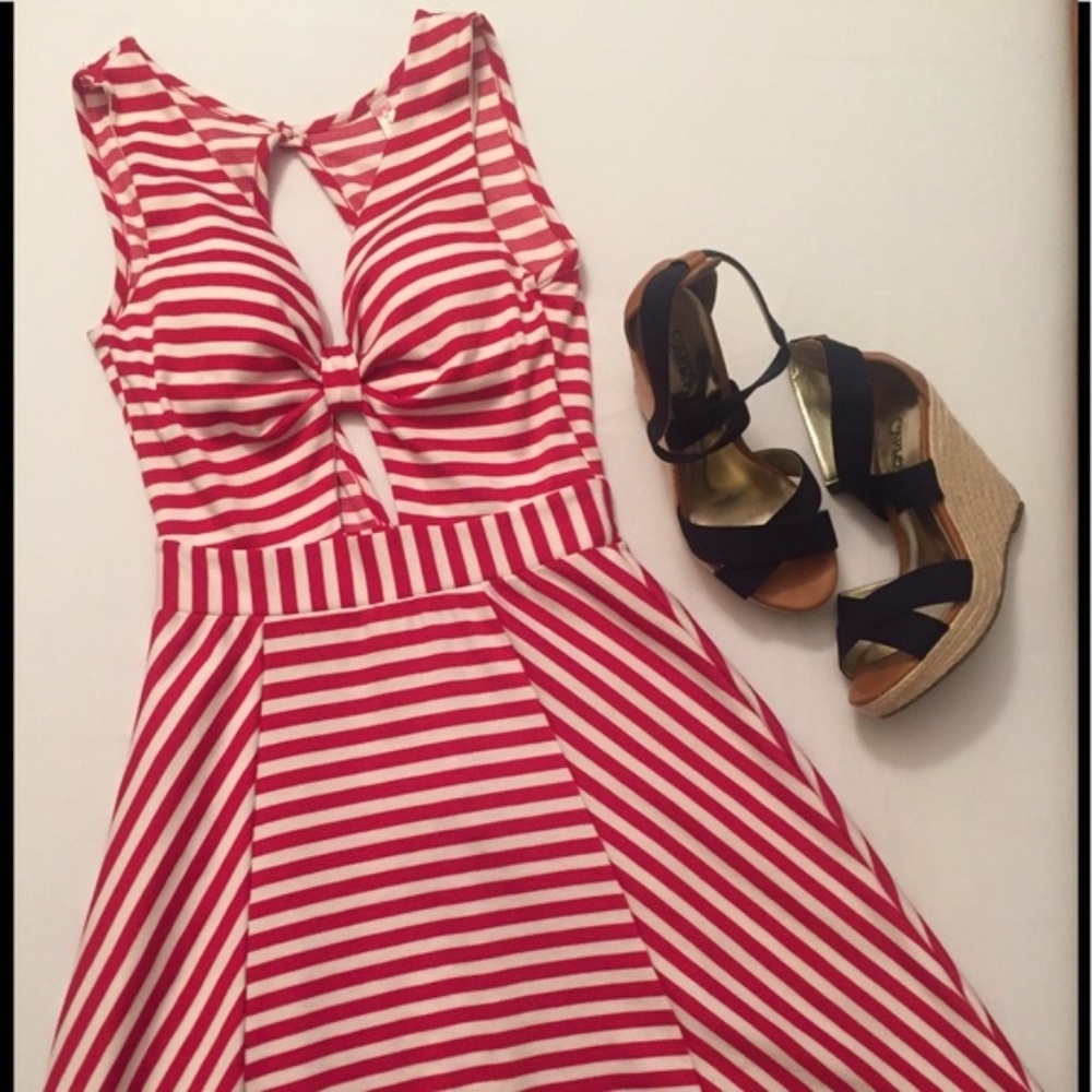 Modcloth NWOT white and red striped dress size S