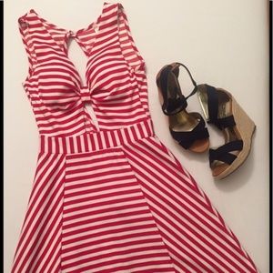 Modcloth NWOT white and red striped dress size S