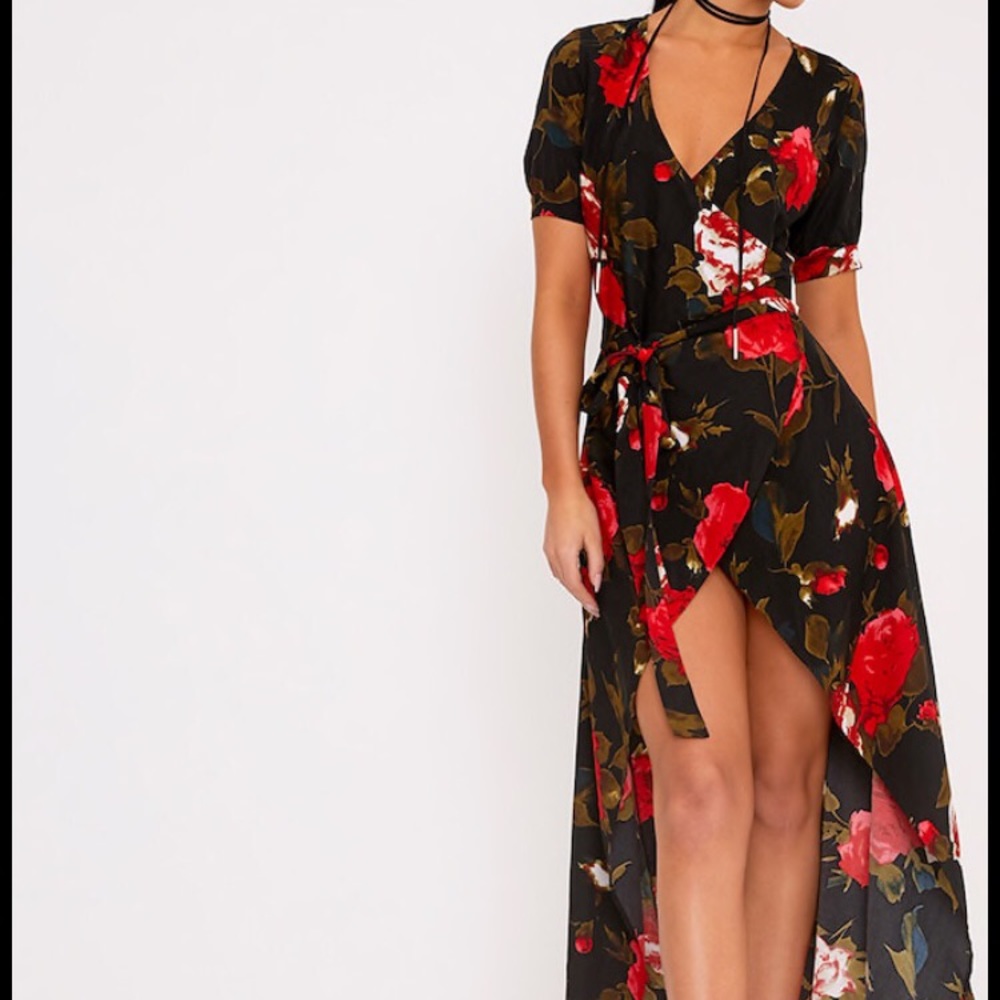 Wrap around floral maxi dress