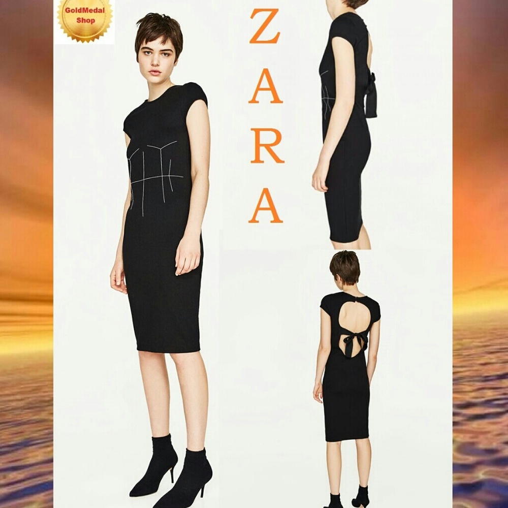 ZARA Top Stitching Open Back New Dress