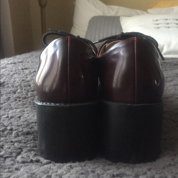 Zara Trafaluc Burgundy Patent Leather Oxfords 37 - Picture 4 of 8