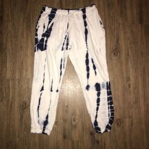 Tie-dye blue and white sweatpants