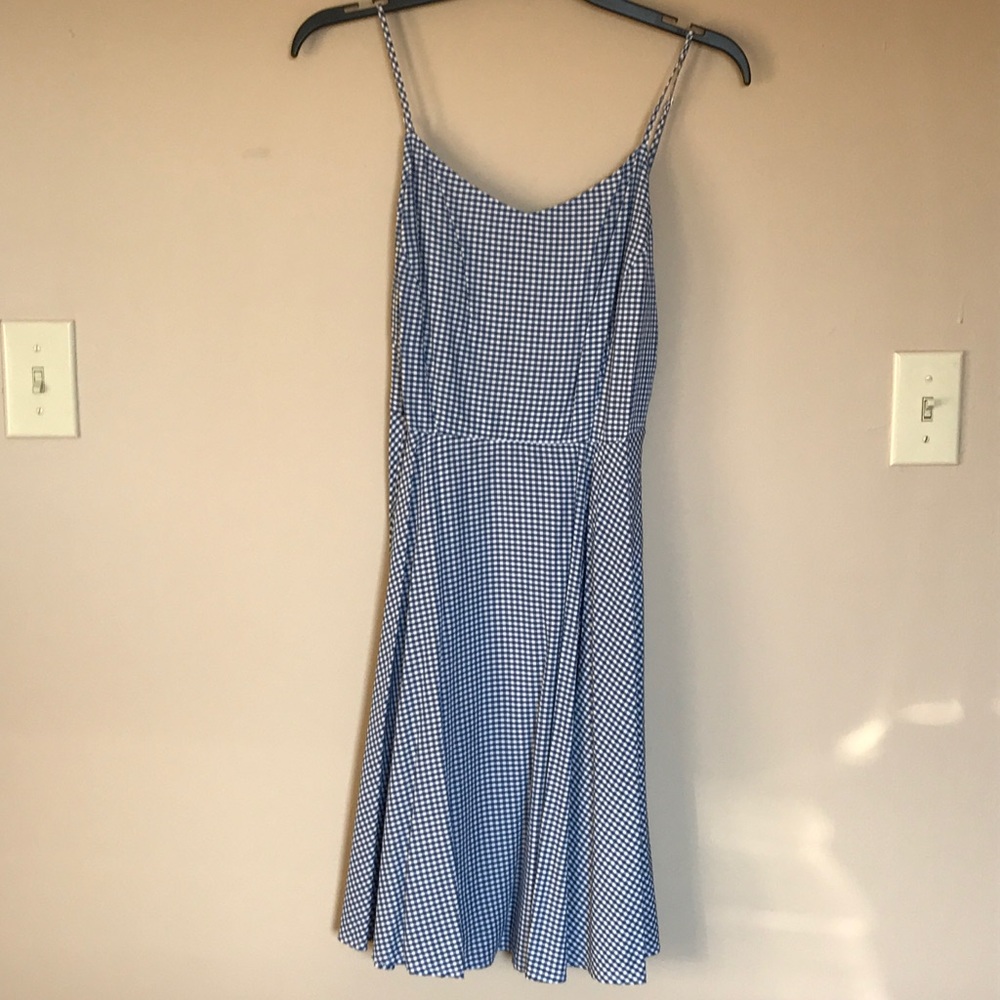 Old Navy Fit and Flare Blue Gingham Cami Dress
