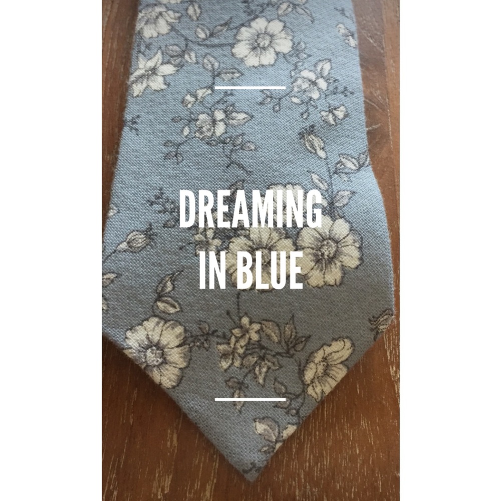 Men’s Floral Tie - “Dreaming in Blue”