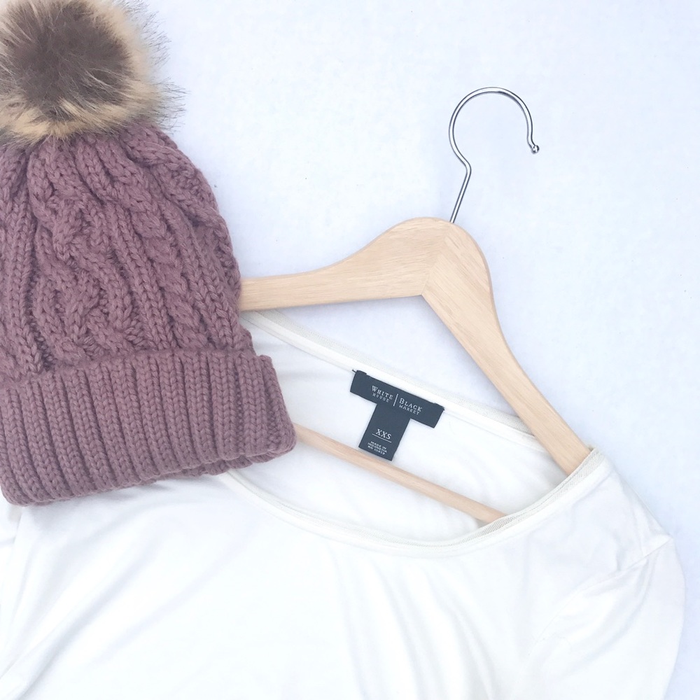 🎉HPx2 | mauve cable knit beanie