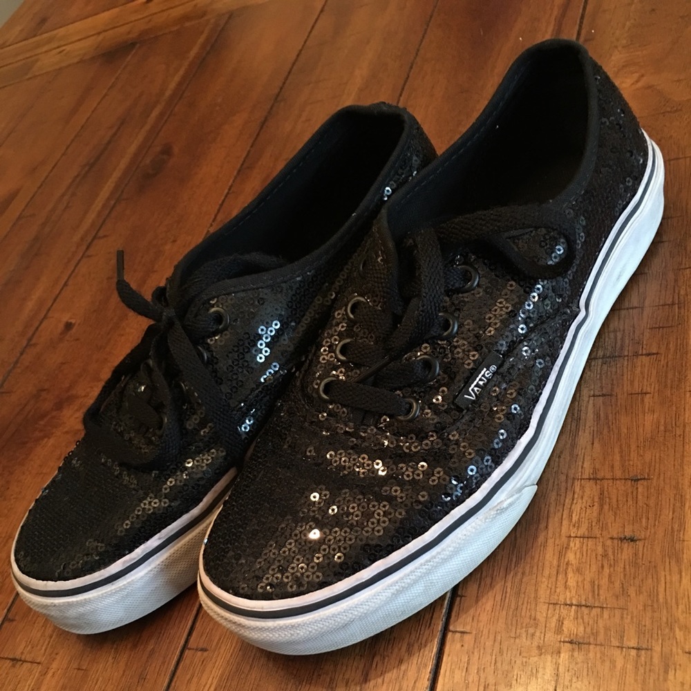Black sequined Vans