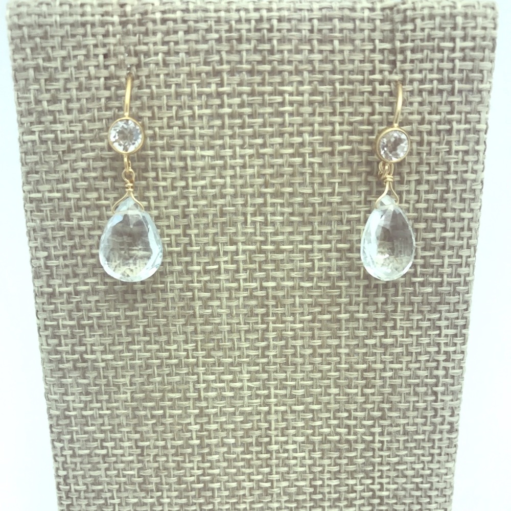 White topaz and 24k gold vermeil earrings