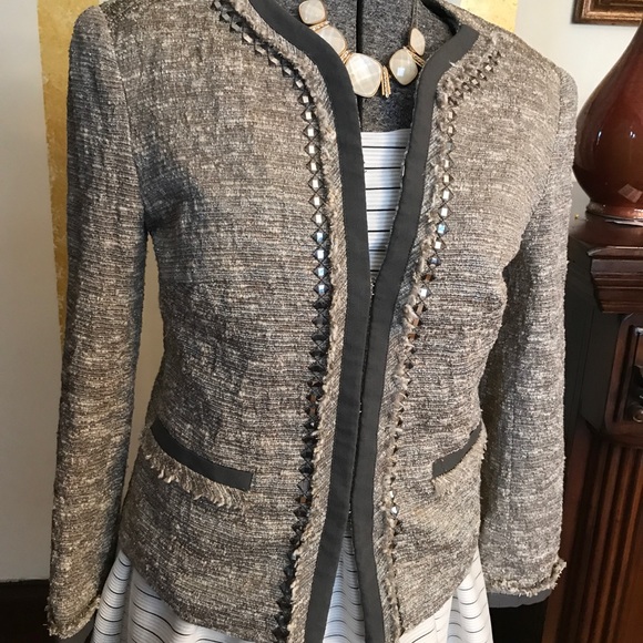 DKNY size 6 tweed jacket in light brown and gray - Picture 2 of 5