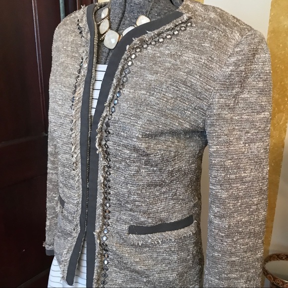 DKNY size 6 tweed jacket in light brown and gray - Picture 3 of 5