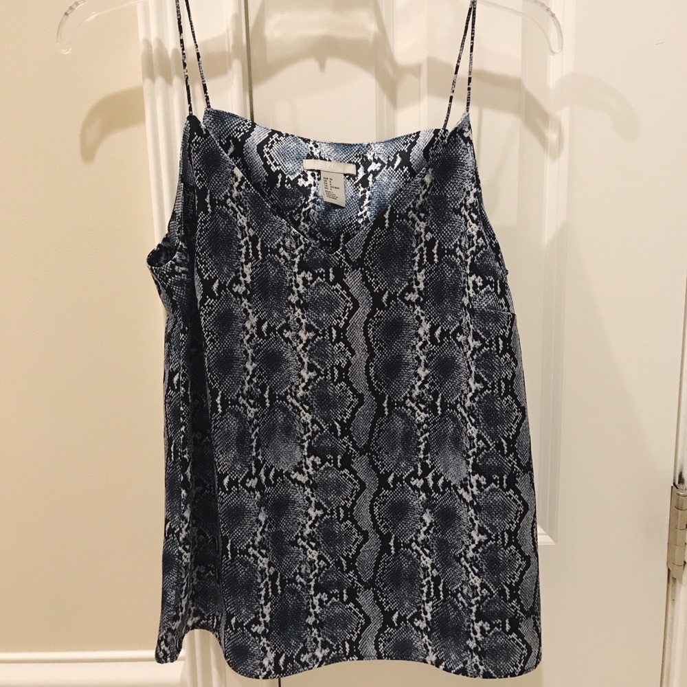 Navy Blue and Black Snakeskin Tank Top
