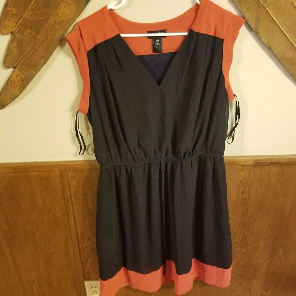 Navy and orange shirt sleeve dress 16W