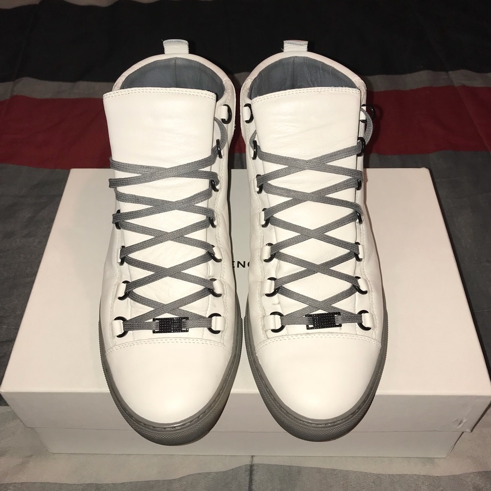 Balenciaga Men’s Arena Leather High-Top Sneakers