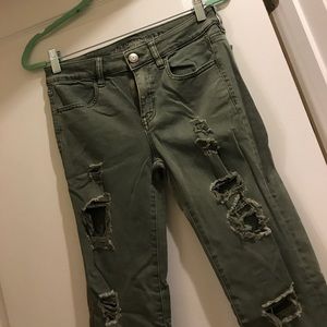 American eagle army green skinny jegging size 6