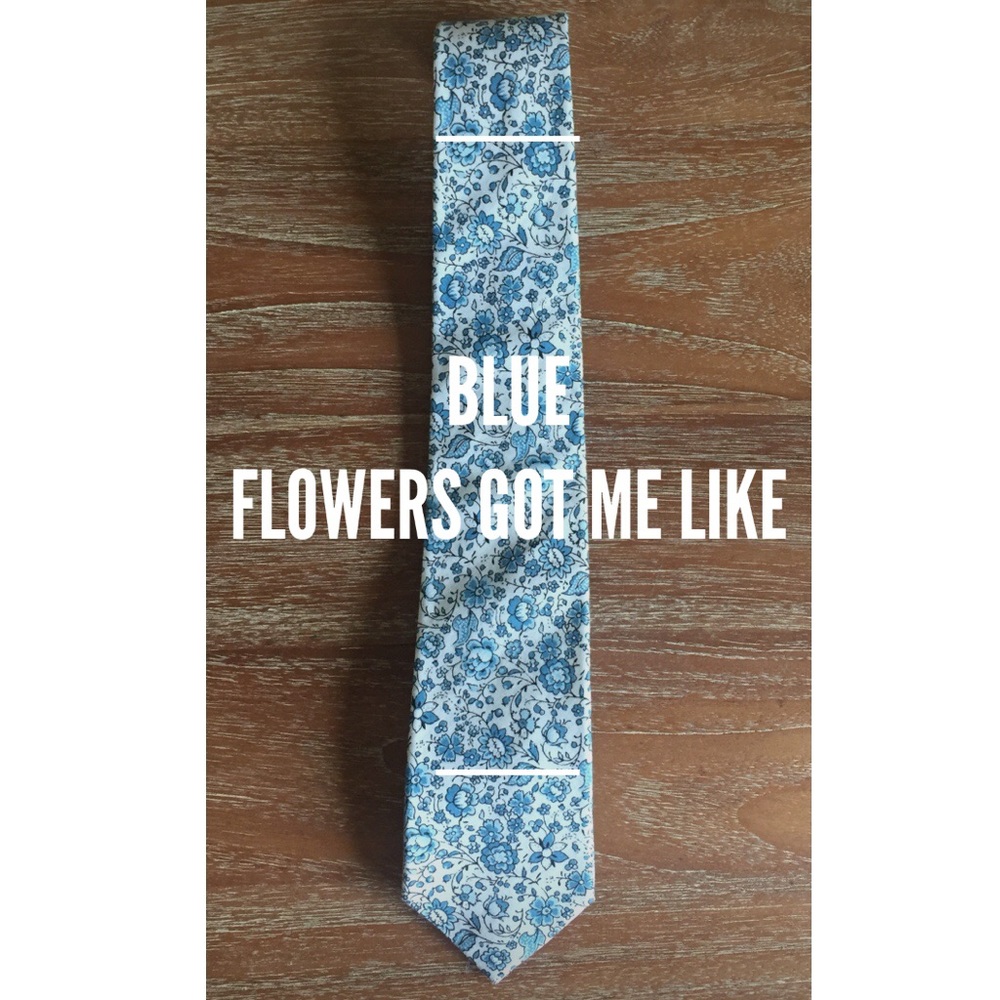 Men’s Floral Tie - “Blue Flowers Got Me Like”