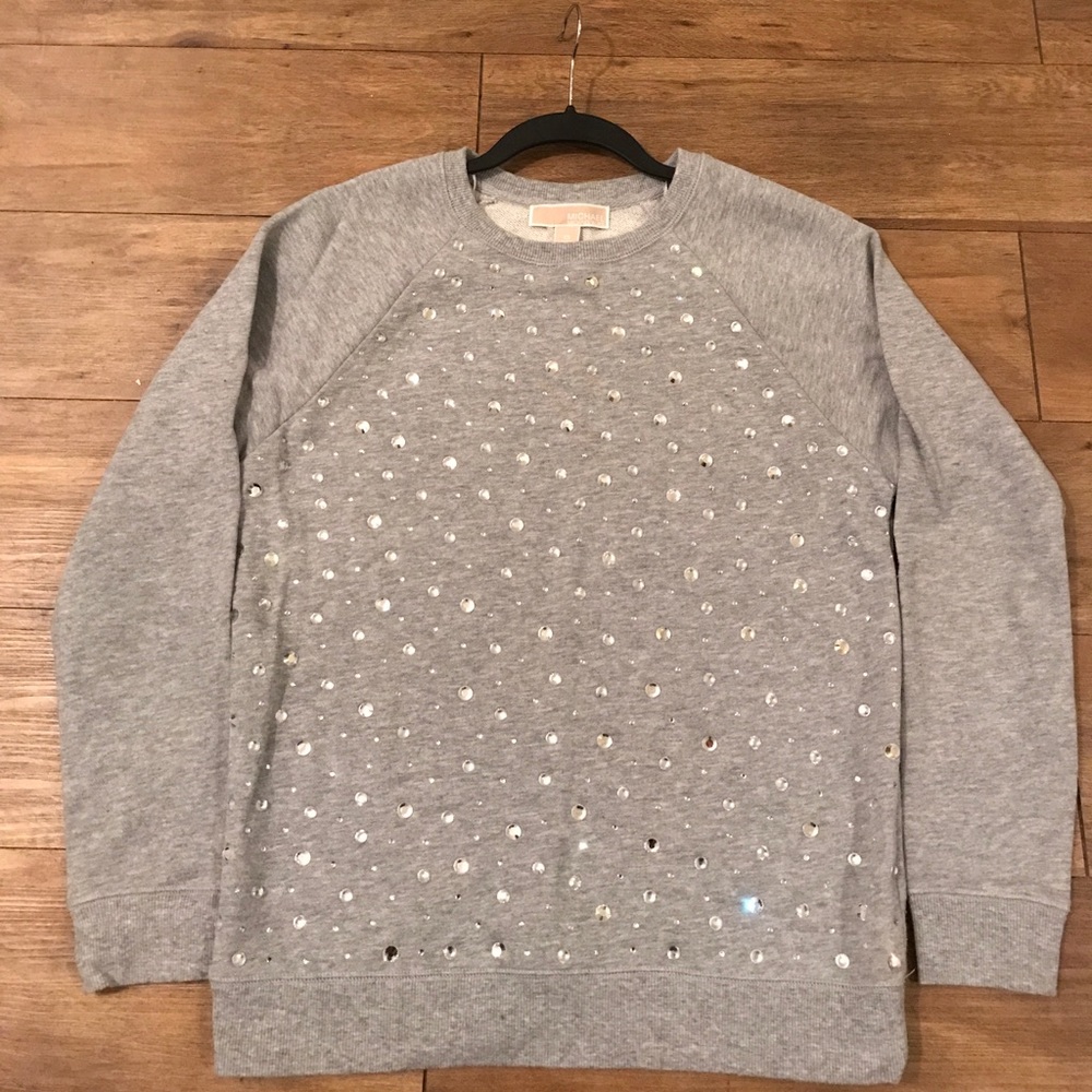 Michael Kors Grey Crystal Pullover Sweatshirt