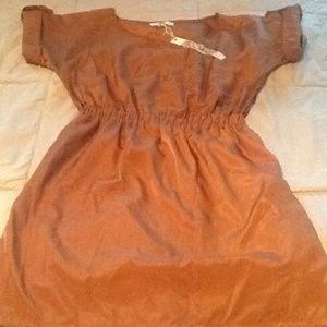 NWT. Copper tone mini dress w/ cinched waistline