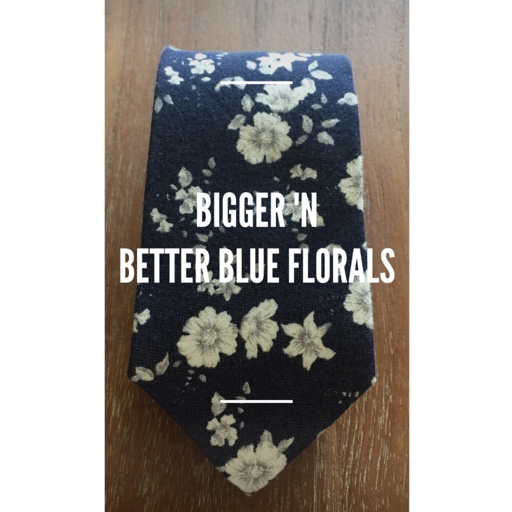 Men’s Floral Tie - “Bigger ‘n Better Blue Florals”