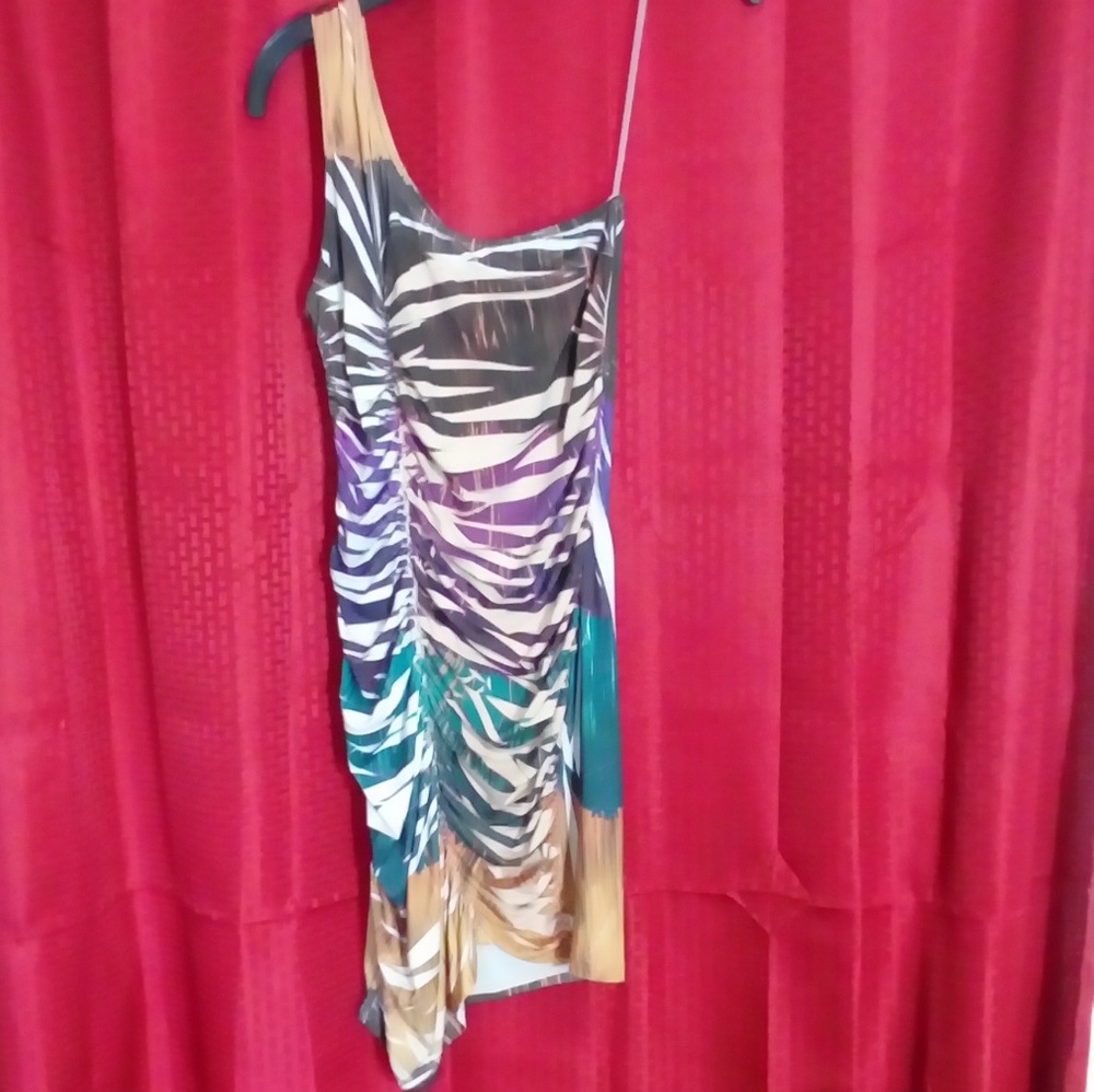Love J One Shoulder Multi-Colored Dress