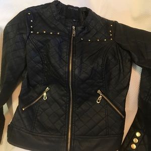 Faux-leather studded Moto jacket