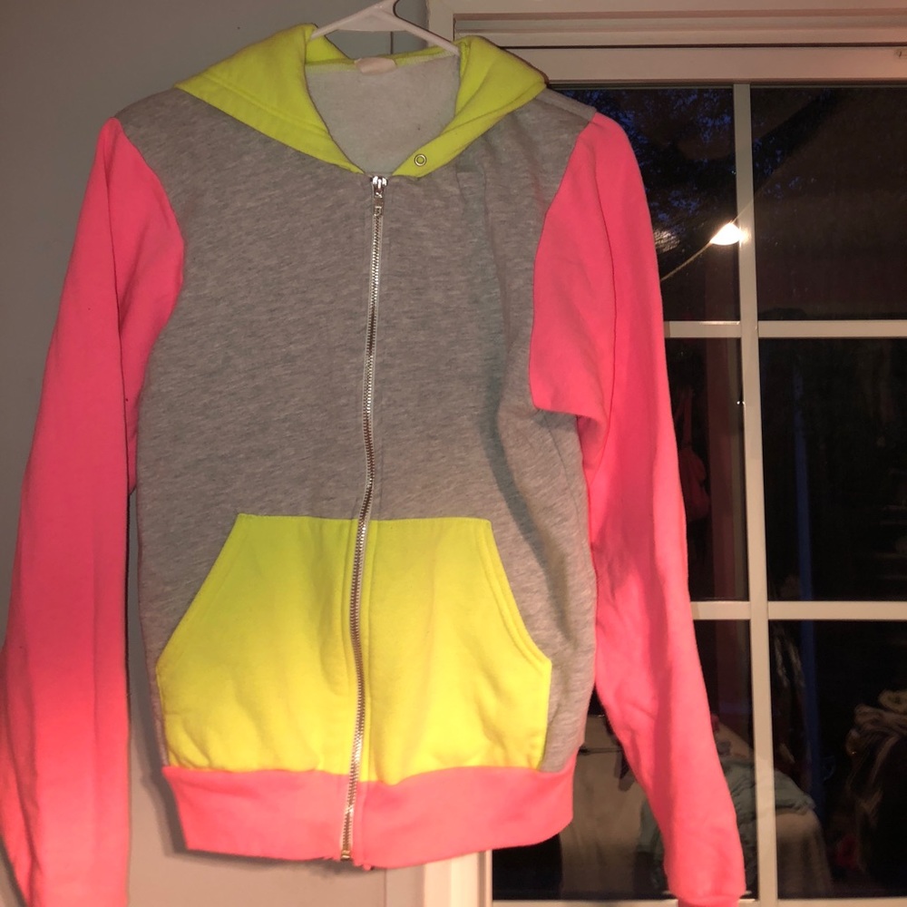american apparel colorful neon zip up