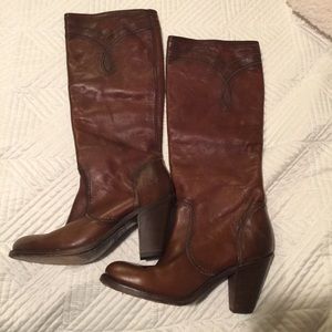 Frye mustang stitch tall boots!
