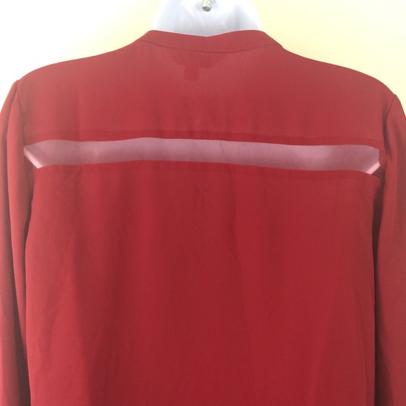 Charming Charlie Red Sheer Button Down Blouse - Picture 5 of 7