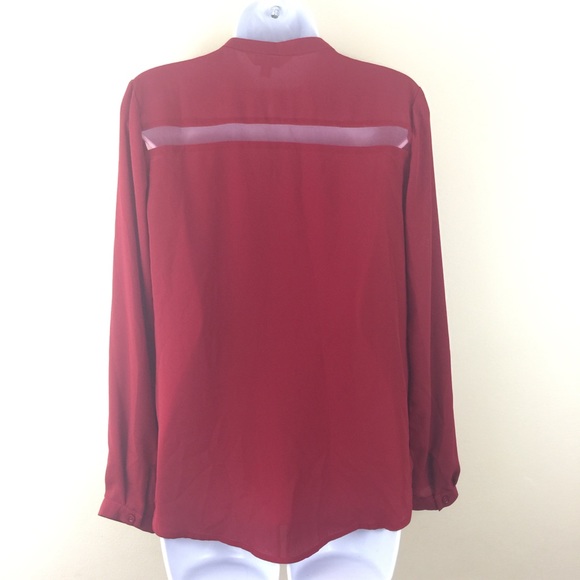 Charming Charlie Red Sheer Button Down Blouse - Picture 6 of 7