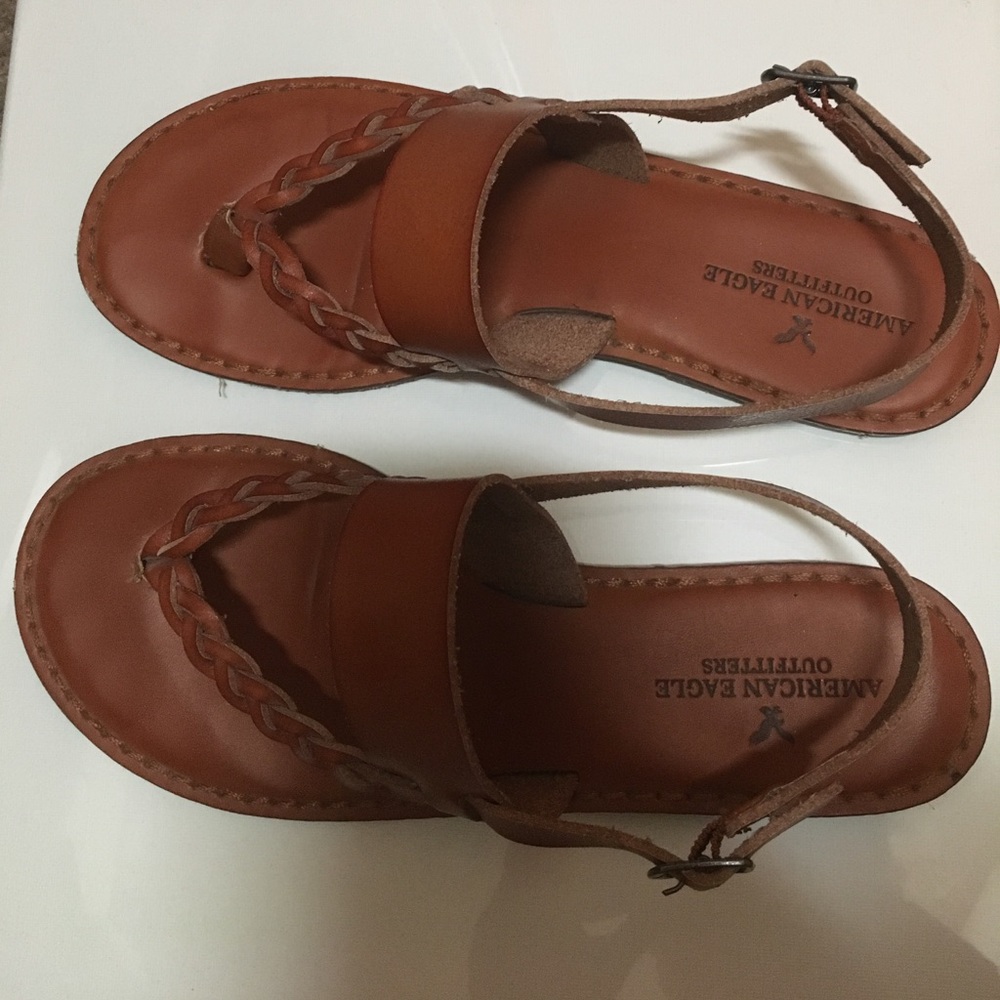 American Eagle braided strap brown sandals