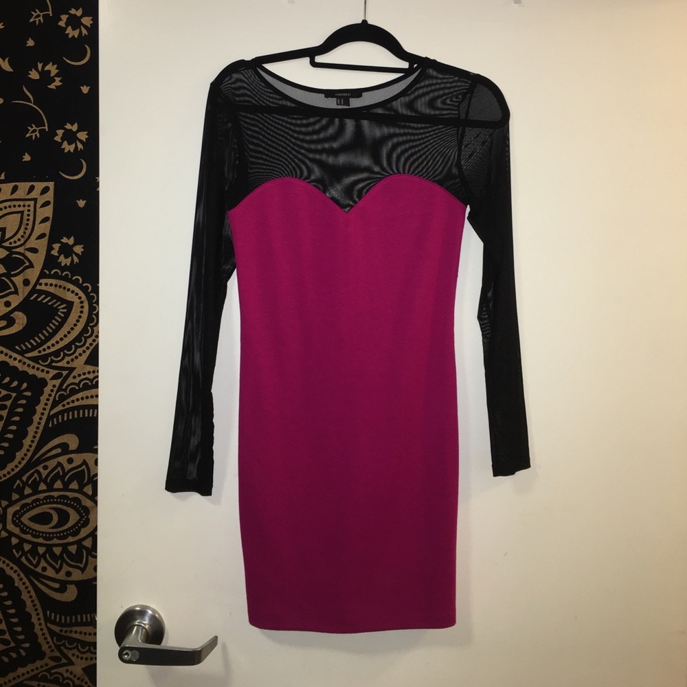 Pink Sheer Sleeve Dress