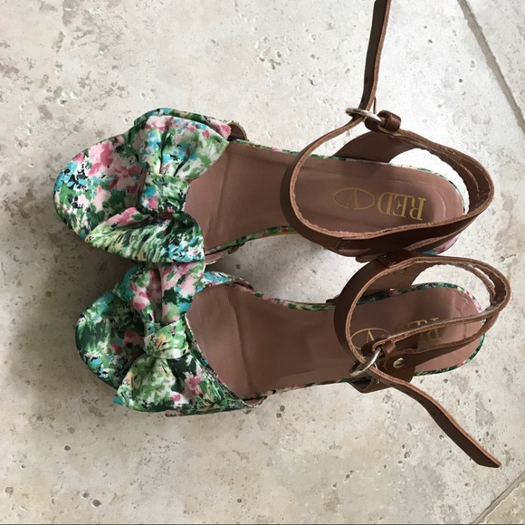 Authentic RED VALENTINO meadow-print bow platforms - Picture 3 of 8