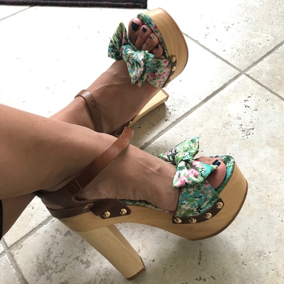 Authentic RED VALENTINO meadow-print bow platforms - Picture 6 of 8