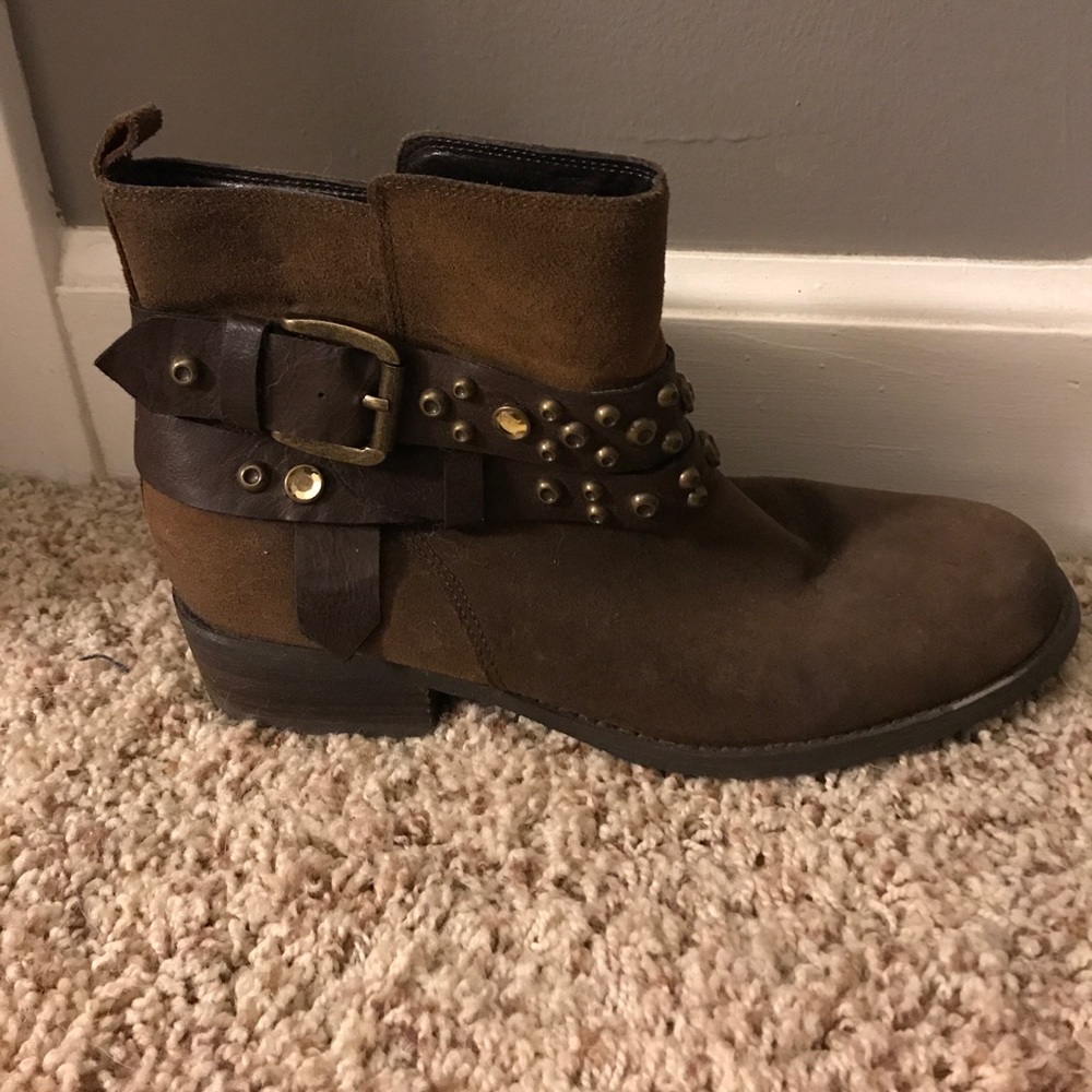Brown Embellished Booties