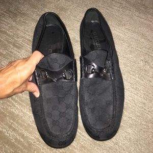 Gucci black monogram loafers