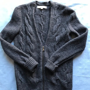 Ann Taylor LOFT cable zip up cardigan, size XS