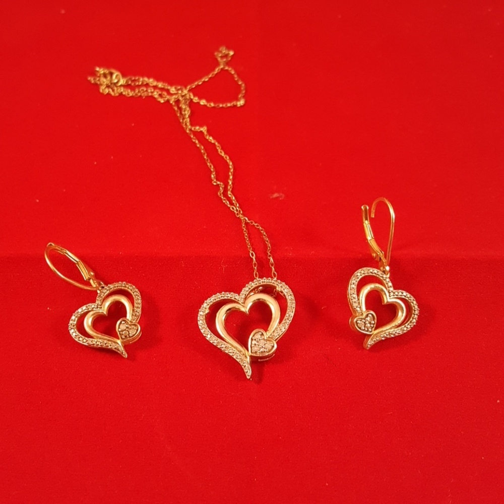 Heart Necklace and earings
