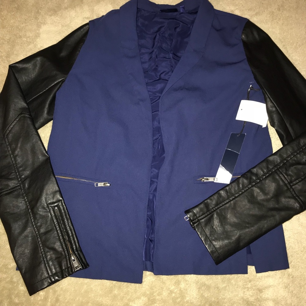 TILDON GORGEOUS Coat FAUX LEATHER sleeves ZIPPERS