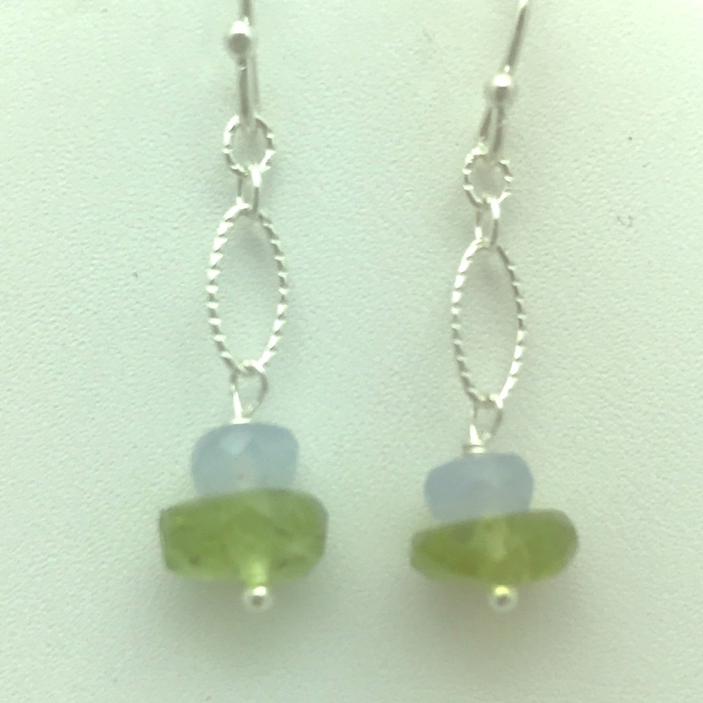 Peridot and chalcedony earrings